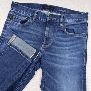 John Varvatos Wight Jeans Mens 30x32 Dark Wash Skinny Distressed Selvedge Blue